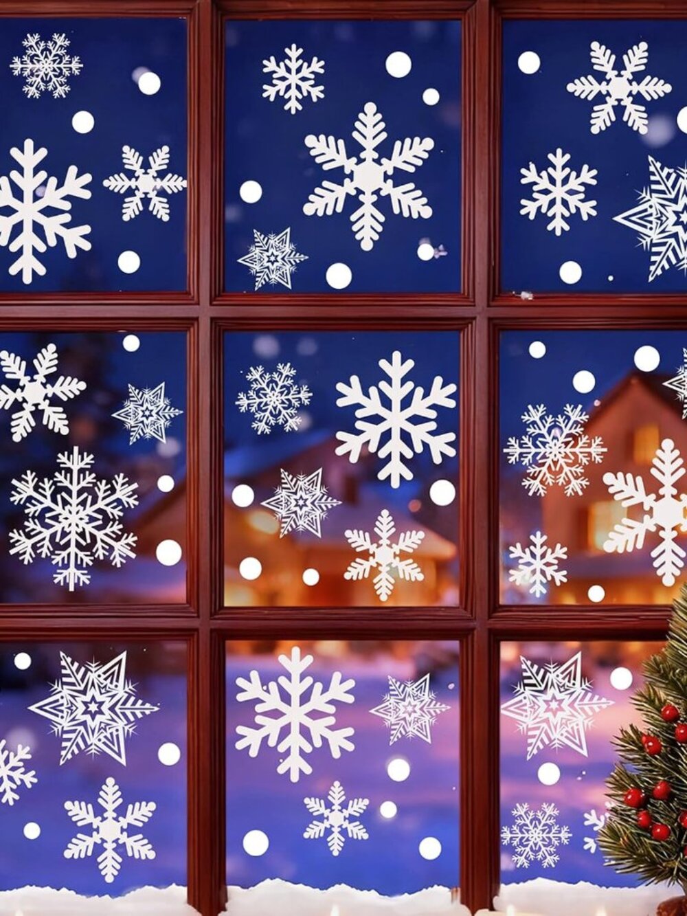 428pcs White Snowflakes Window Decorations Clings Decal Stickers Ornaments for C